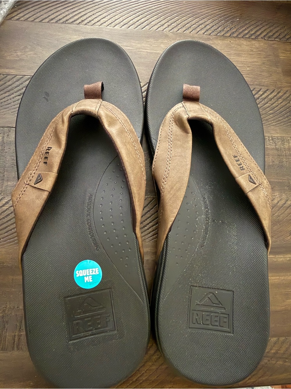 Reef Men’s Brown Strapped Flip Flops with Black Footbed